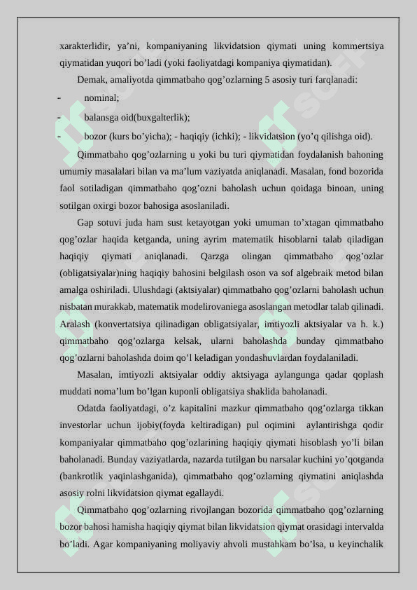 Qimmatbaho qog’ozlar qiymatini baholash 4