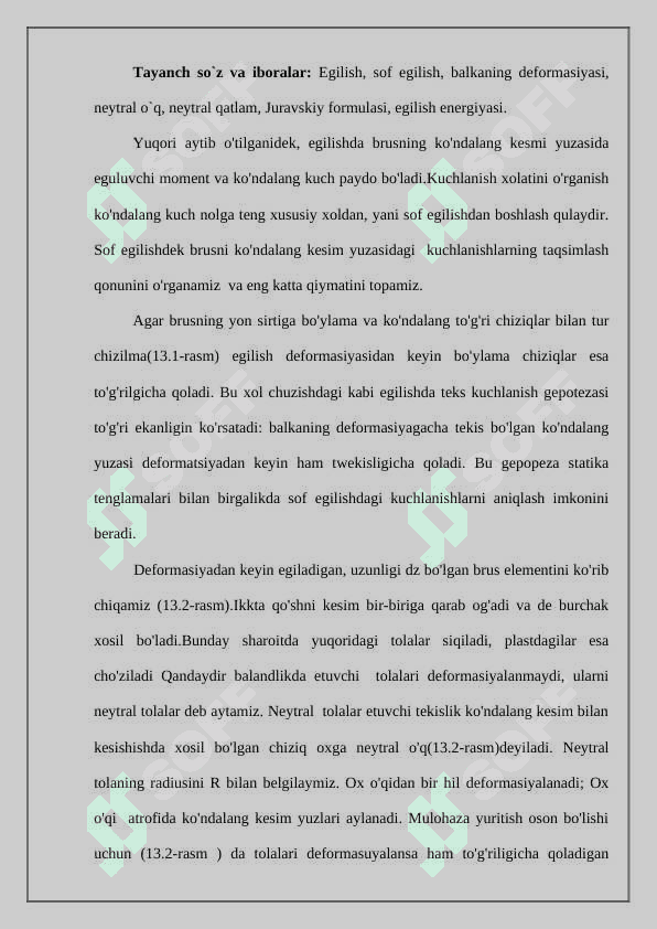 Qiyshiq egilishda kuchlanish va deformatsiya 2