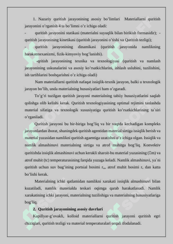 Quritish jarayonining asоslari 2