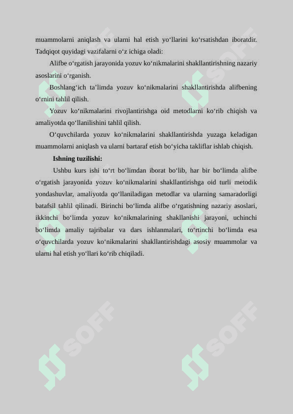 "Savod o‘rgatish davri yozuv darslarida imlo ustida ishlash" kurs ishi 6