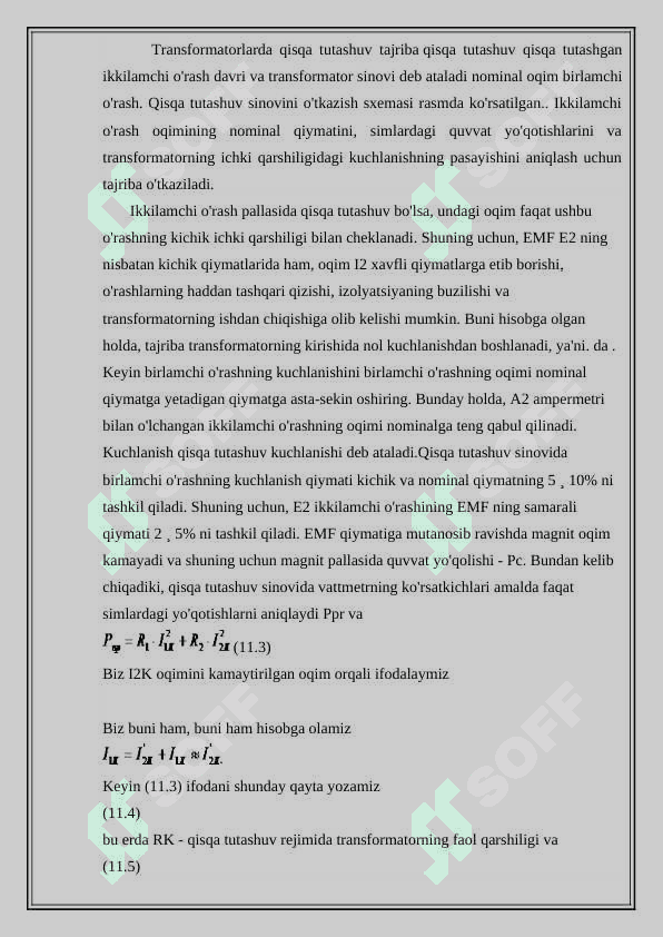 Transformatorlarda qisqa tutashuv tajribasi qisqa tutashuv tajribasi 2