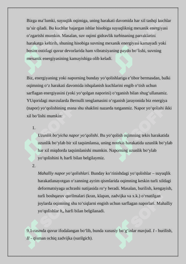 Quvurda yuqolgan bosim 2