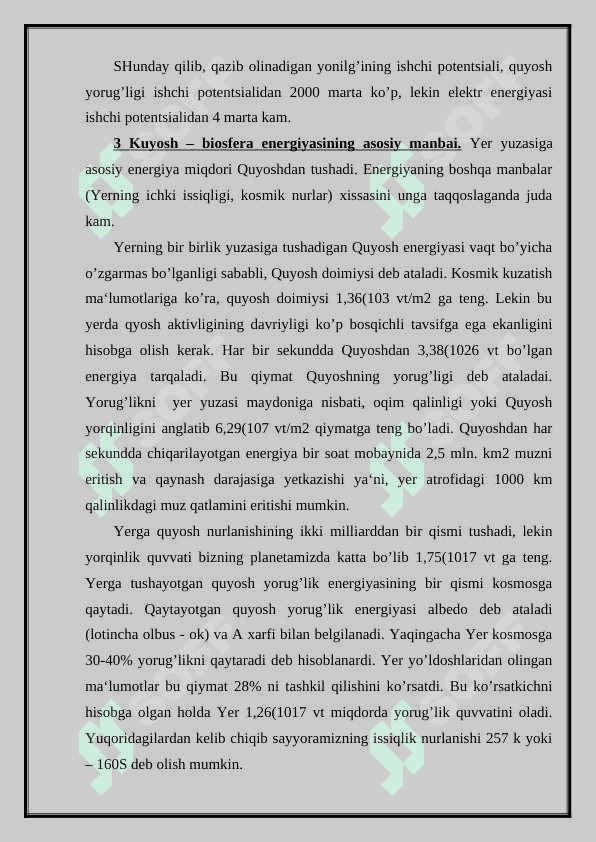 QUYOSH ENERGIYASI QUYOSH ENERGIYASINING TAXSIMLANISHI 4