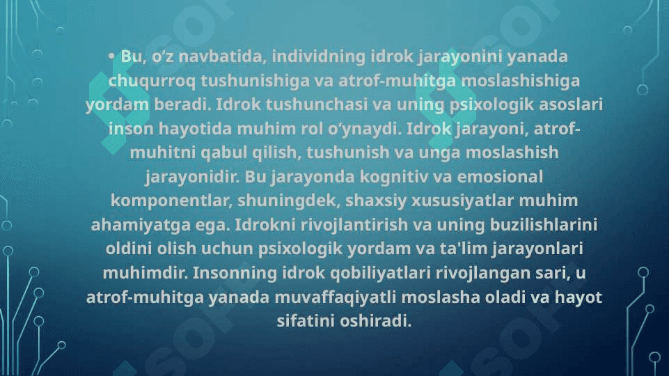 Idrokning murakkab shakllari va ularning o‘rganish metodlari. 7