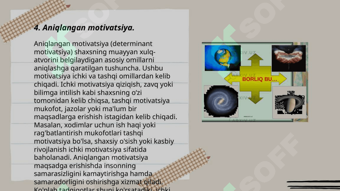 mativatsiyaning asosiy turlari rivojlanish bosqichlari 6