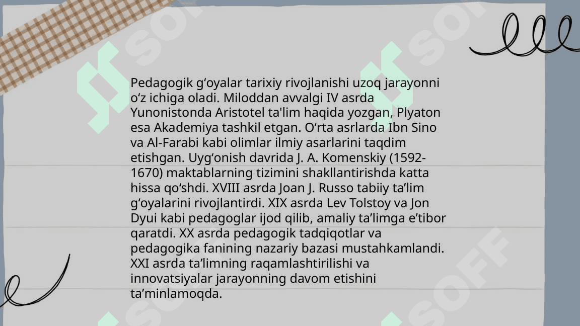 Pedagogik gʻoyalarning rivojlanish bosqichlari 3