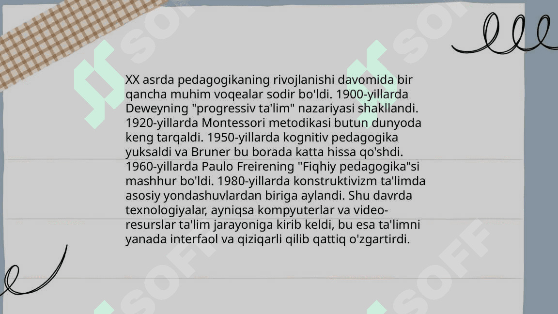 Pedagogik gʻoyalarning rivojlanish bosqichlari 7