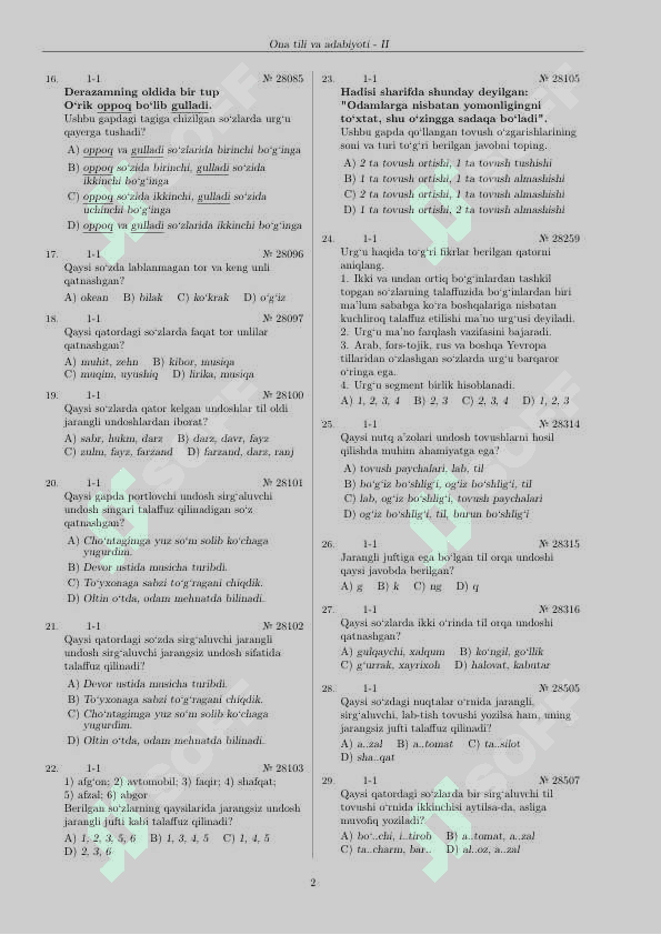 Ona tili va adabiyotidan 3000 talik qiyqiriq testlar. 2