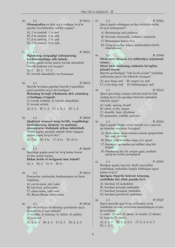Ona tili va adabiyotidan 3000 talik qiyqiriq testlar. 3