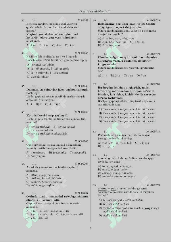 Ona tili va adabiyotidan 3000 talik qiyqiriq testlar. 5