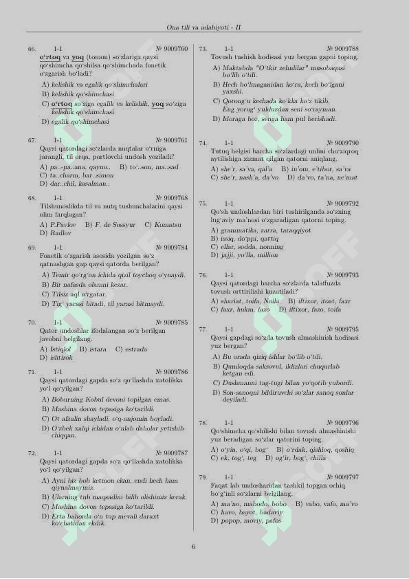 Ona tili va adabiyotidan 3000 talik qiyqiriq testlar. 6