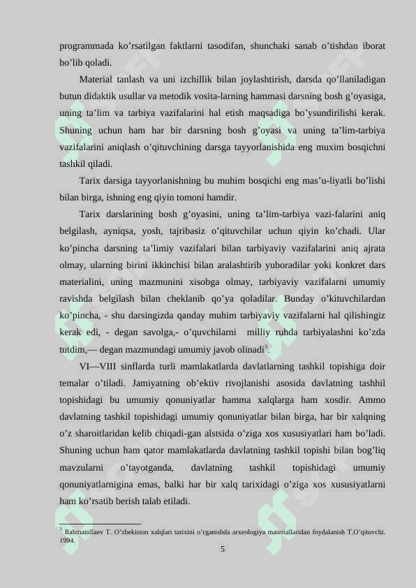 Tarix darslariga qo'yiladigan talablar 5