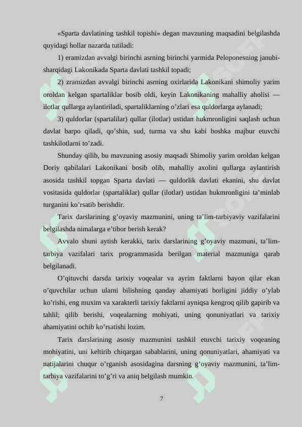 Tarix darslariga qo'yiladigan talablar 7