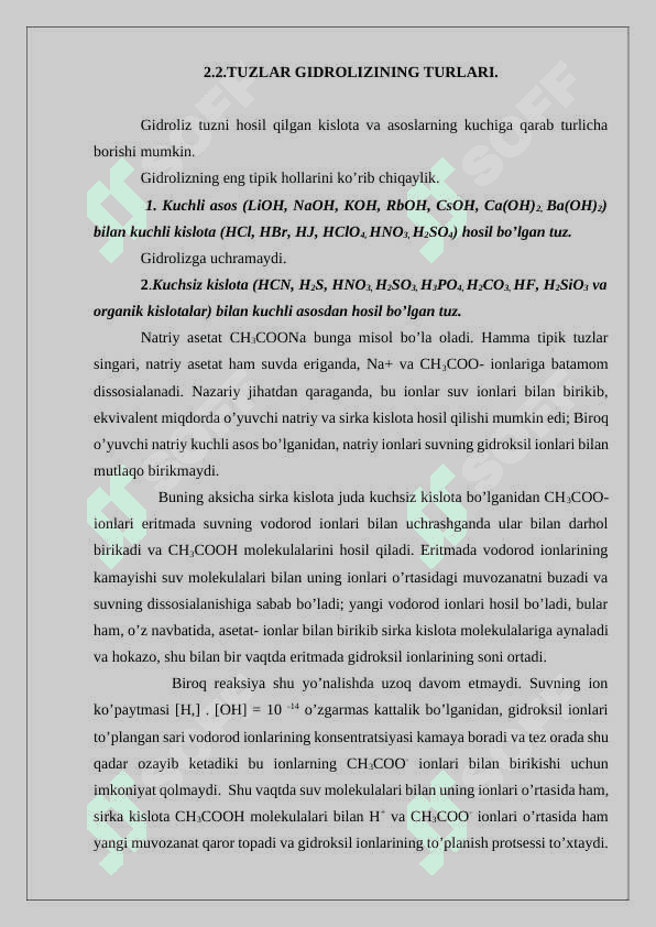 Tuzlarning gidrolizi 6
