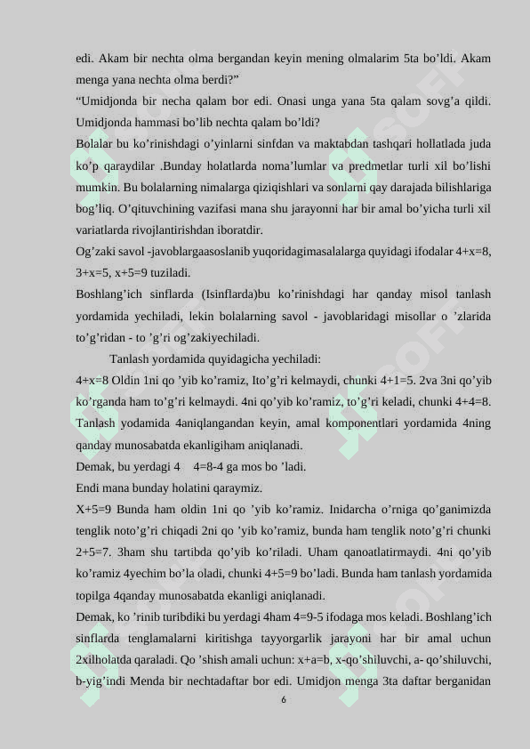 Tenglama va uni yechishga oʻrgatish 6
