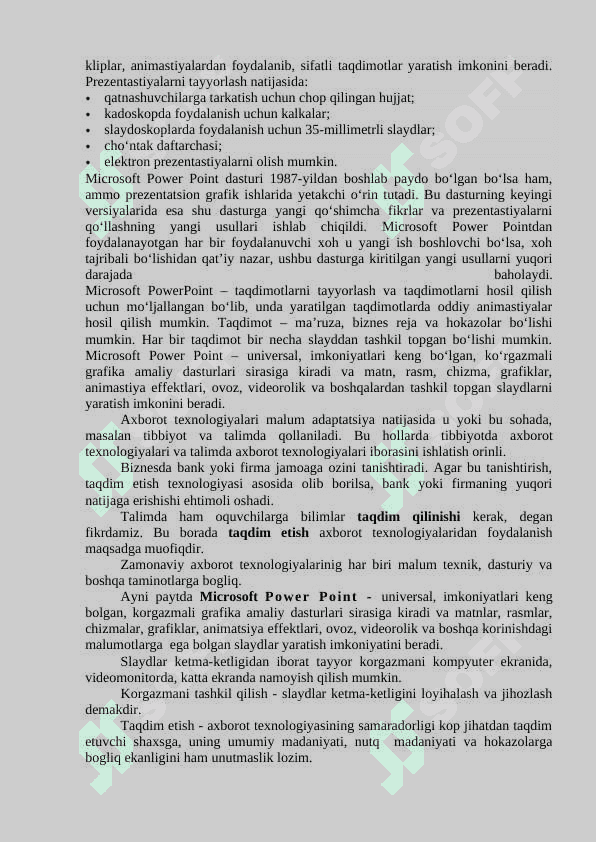 Powerpoint dasturi yordamida darslarga ko'rgazmali qurollar tayyorlashni o'rgatish 6