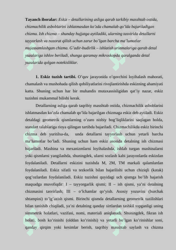 Detallar eskizini chizish va ish chizmasini tuzish 2