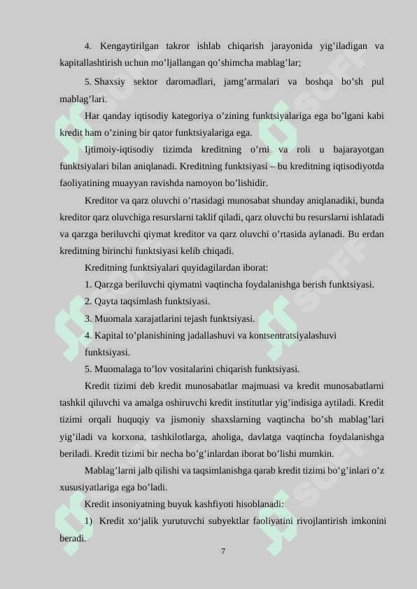 Kreditning vazifalari va mohiyati 7