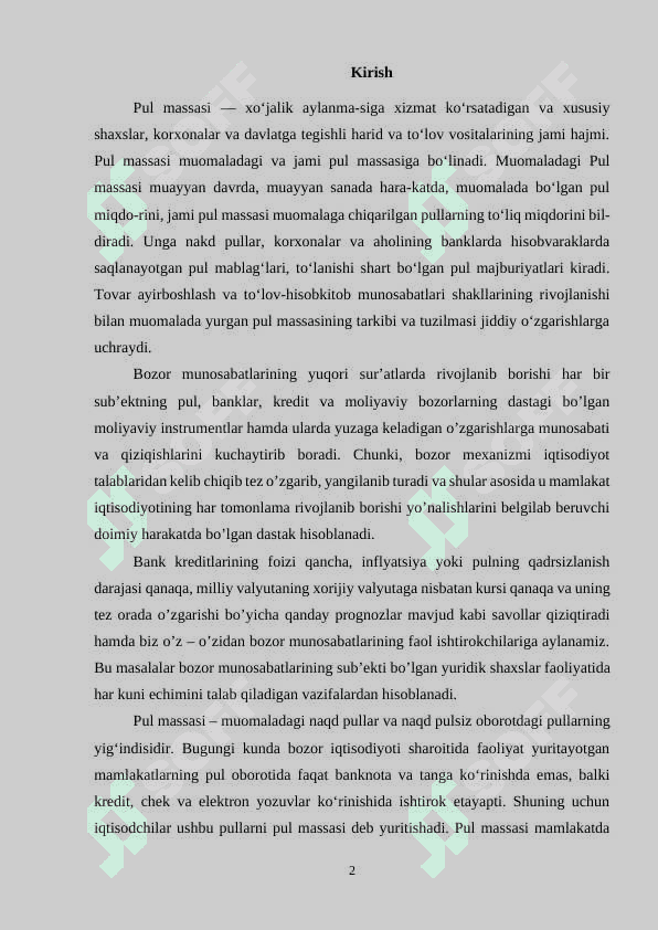 Pul massasi va uning tarkibi (kurs ishi) 2