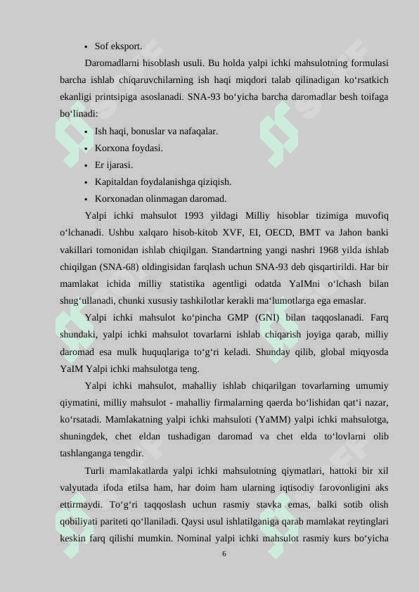 Yalpi Ichki Mahsulotni hisoblash usullari (kurs ishi) 6