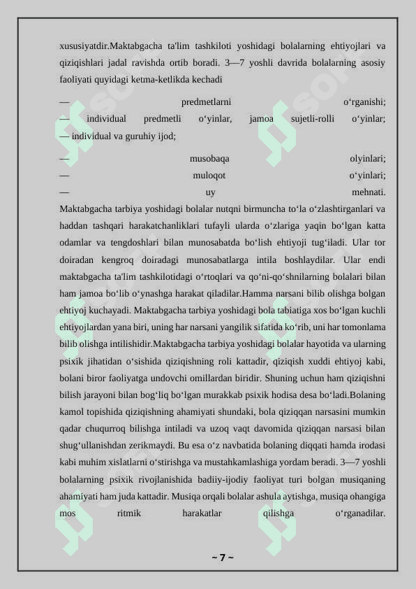Maktabgacha yoshidagi bolalarda xotira turlarini xususiyatlari 7