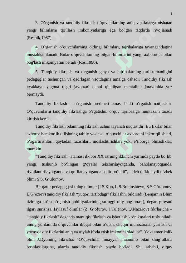 Maktablarda matematikani o’rgatishni tabaqalashtirish metodi 8