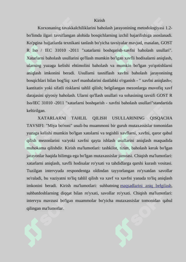Korxonalar faoliyatida duch keladigan xavfxatarlar va ularning turkumlanishi 2