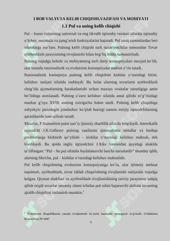 O'zbekiston Respublikasi valyuta siyosati kurs ishi 5