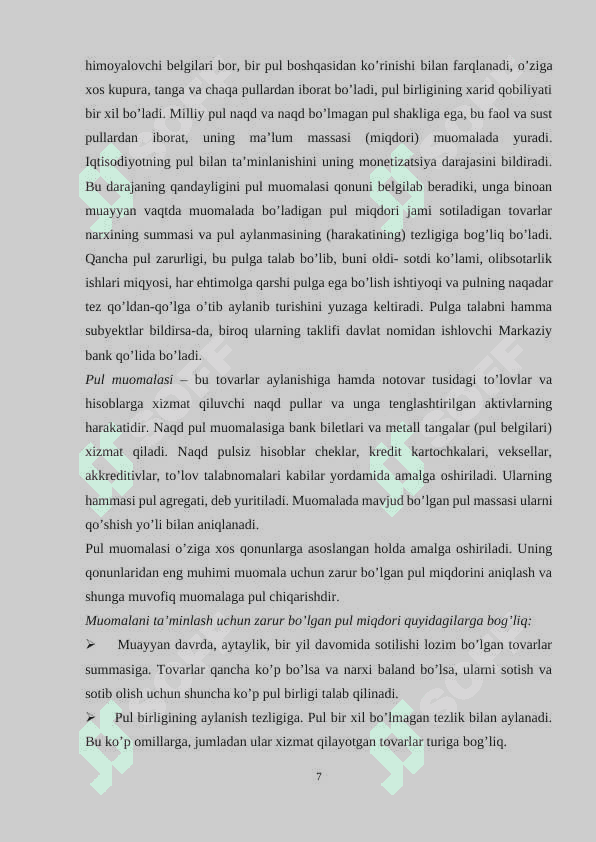O'zbekiston Respublikasi valyuta siyosati kurs ishi 7