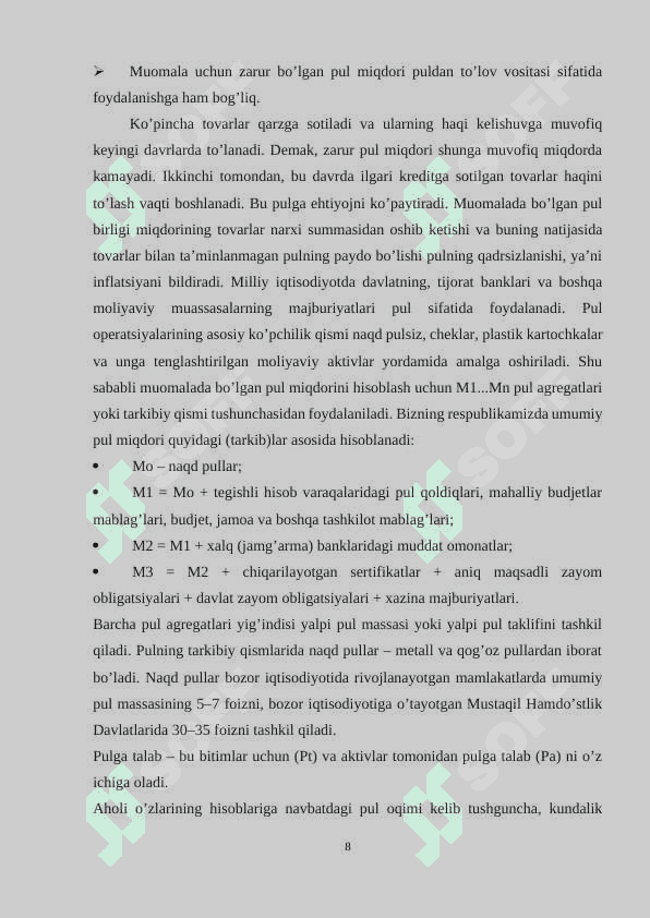 O'zbekiston Respublikasi valyuta siyosati kurs ishi 8