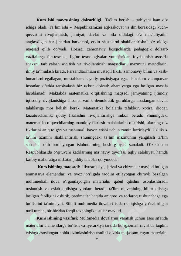 2-sinf matematika darslarida multimediya darslaridan foydalanish 2