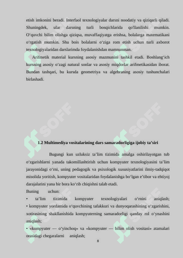 2-sinf matematika darslarida multimediya darslaridan foydalanish 8