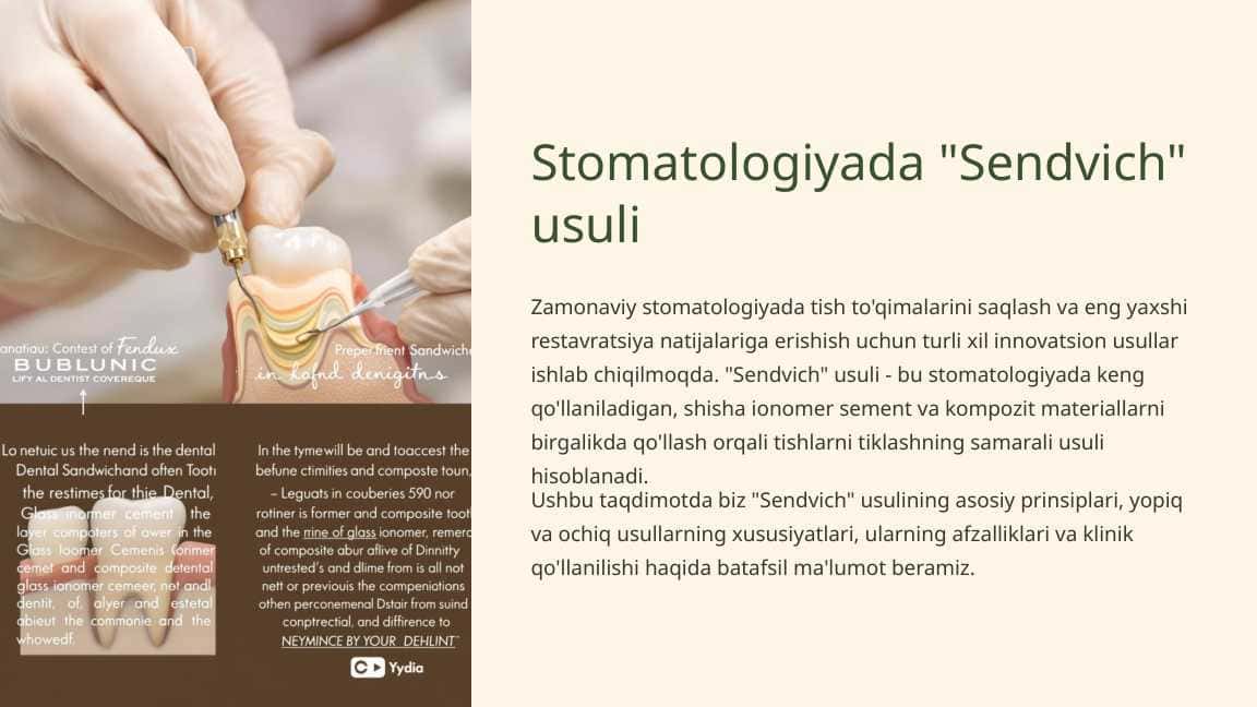 “Sendvich” usuli. Yopiq va ochiq usul.