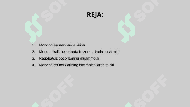 Raqobatlashmagan bozor sharoitida monopol narx belgilash va bozor hokimiyati 2