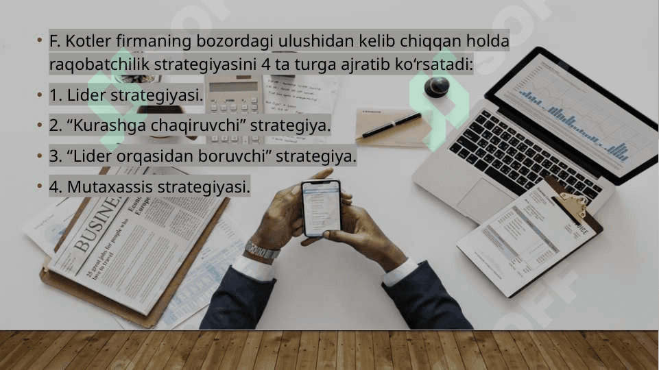 Raqobatli strategiyalar va ularning mazmuni 2
