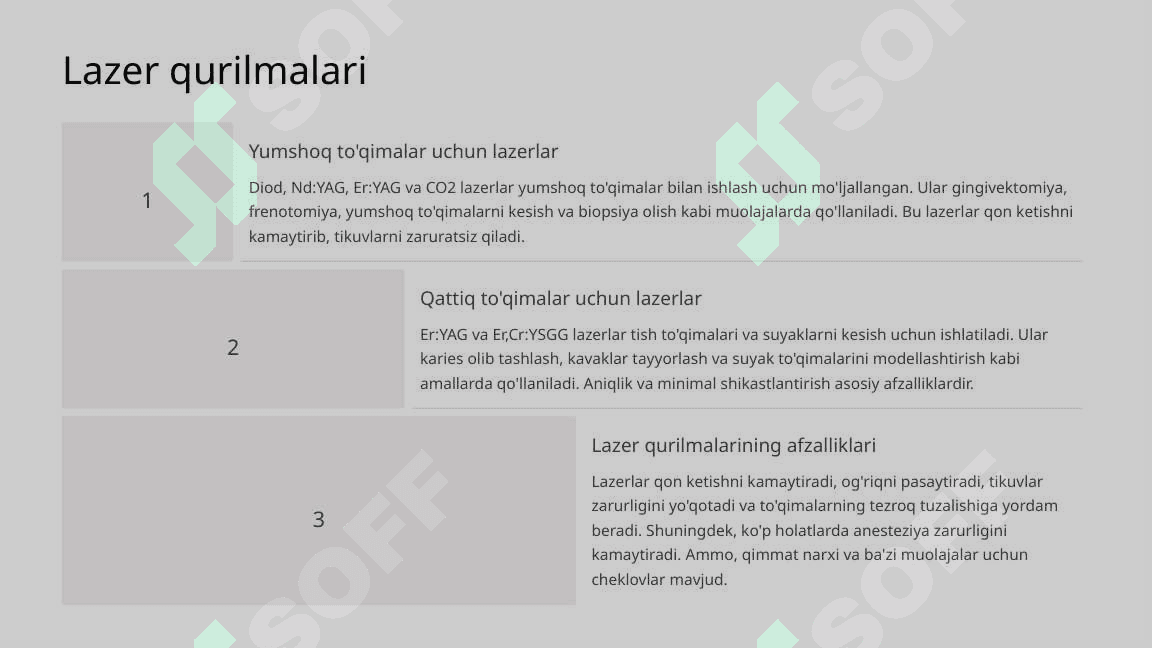 Zamonaviy stomatologik qurilmalar. Tasnifi. Xususiyatlari. 8
