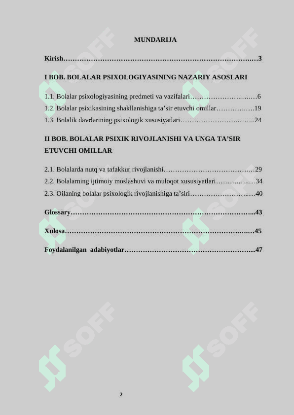 Bolalar psixologiyasi  kurs ishi 2