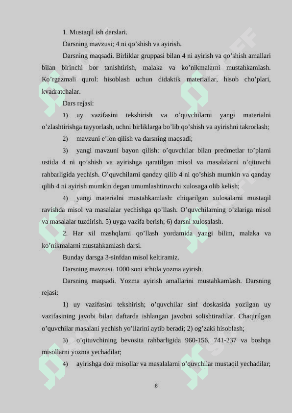 2-SINFDA SINFDAN TASHQARI ISHLARNI TASHKIL QILISH 8