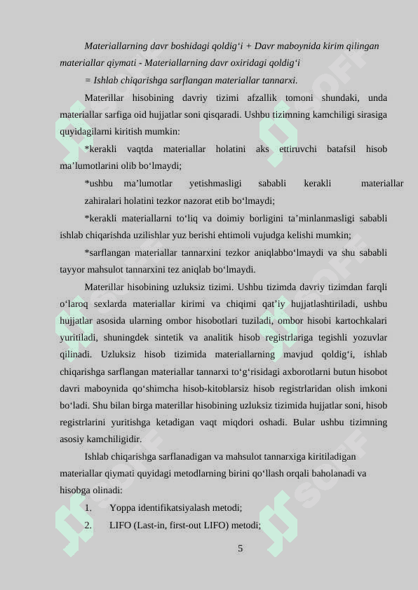 Bevosita xarajatlar hisobi 5