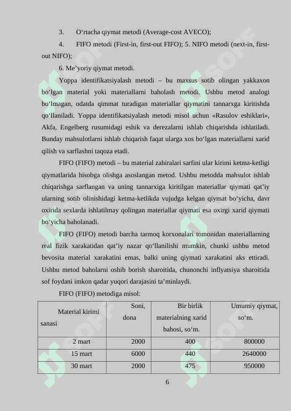 Bevosita xarajatlar hisobi 6