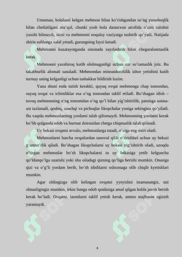 Dasturxon tuzash qoidalarini o‘rganish 6