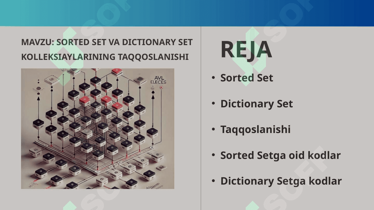Sorted Set va Dictionary set kolleksiyalarining taqqoslanishi 2