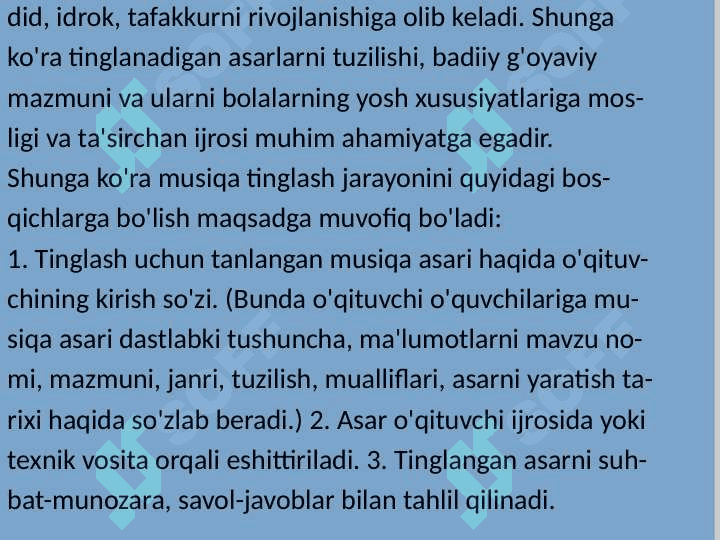 Musiqa asrlarini tinglash va tahlil qilish 8