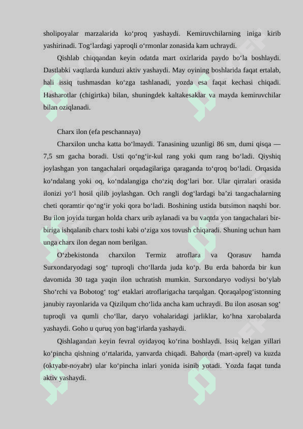 O’zbekistonda uchraydigan zaharli ilonlar va ular zaharining xususiyatlari 7
