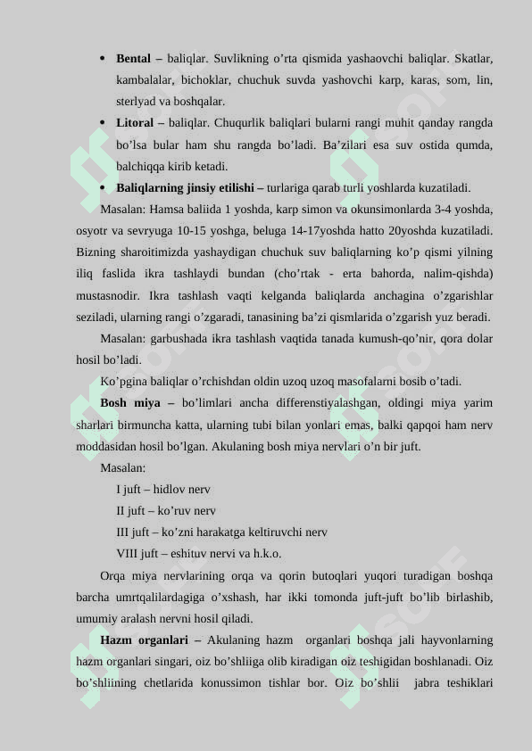 Baliqlar katta sinfi ekologiyasi va evolyutsiyasi 6