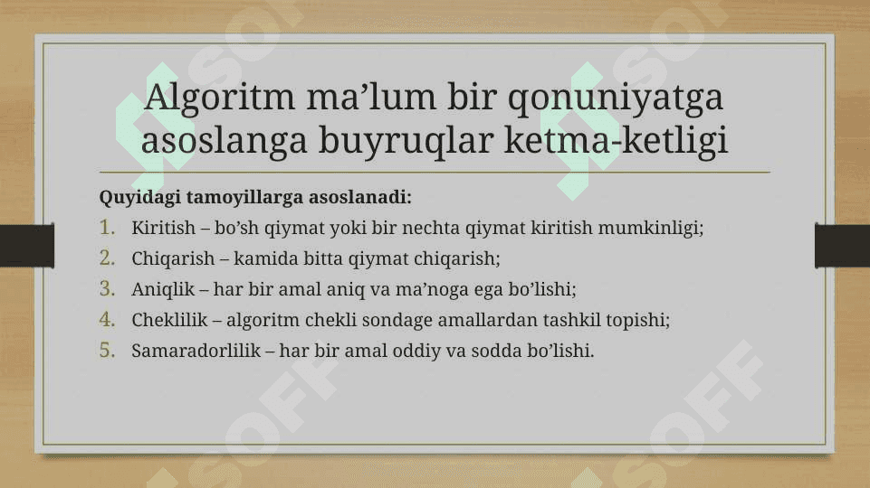 Ma’lumotlar turlari va algoritmlar 8