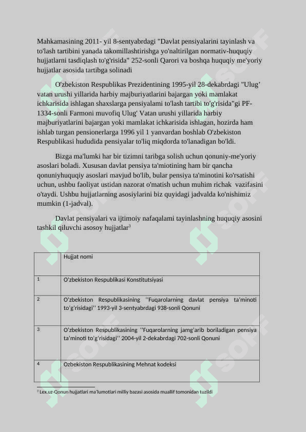 Byudjetdan tashqari Pensiya jamg’armasi, uning daromadlari va xarajatlari, davlat moliya tizimidagi o’rni va ahamiyati 6