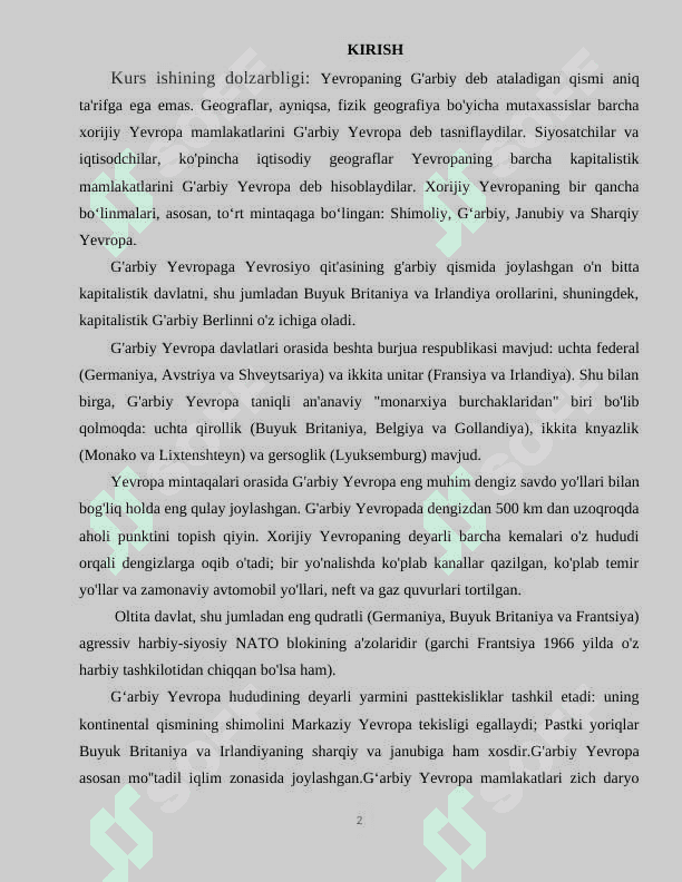 G'arbiy yevropa mamlakatlari 2