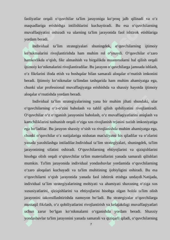 Boshlang‘ich ta’limda individual ta’lim strategiyalari 7