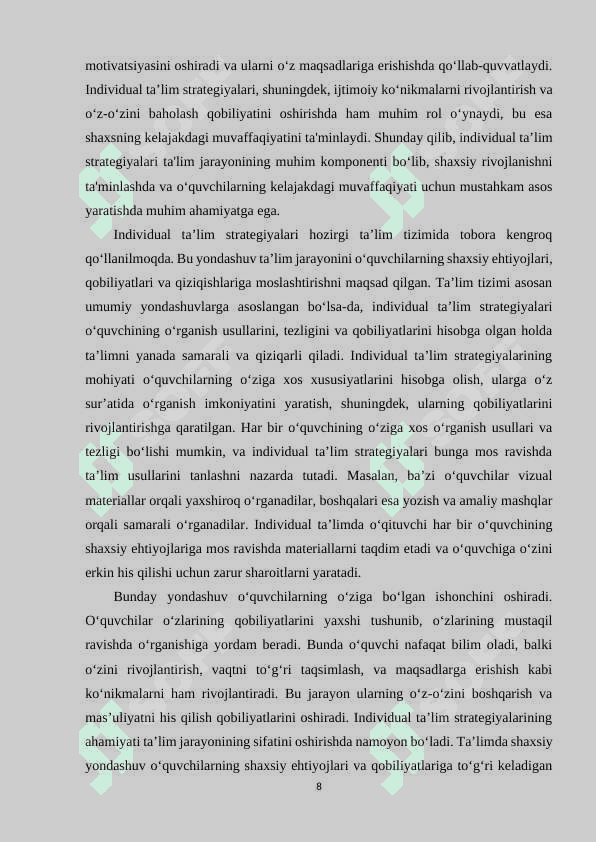 Boshlang‘ich ta’limda individual ta’lim strategiyalari 8